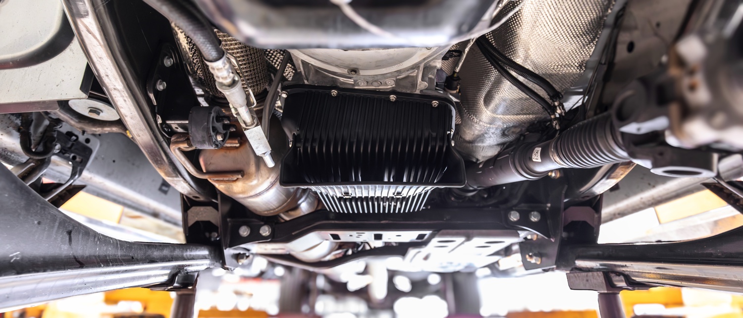 Underside view showing Ram-Air Trans Pan airflow fins